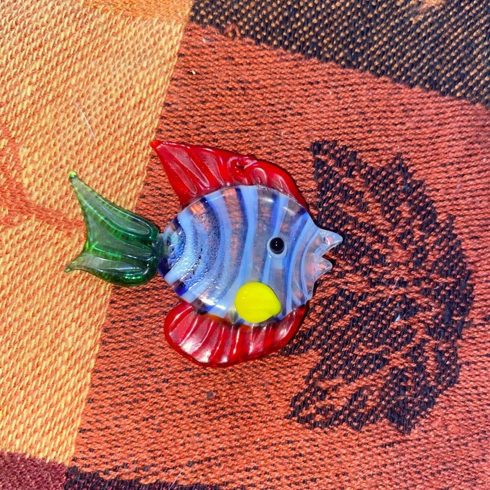 Colorful Glass Fish Figurine Set that hangs